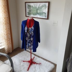 Notations blue cardigan blouse